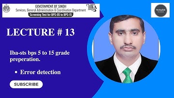 Error Detection | Iba-sts bps 5 to 15 Grade test preparation | Lecture # 01|English portion