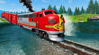 Trains vs River Water Crashes #8 and Cars vs Rails in BeamNG Drive screenshot 5