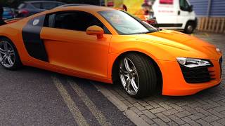 Audi R8 Wrapping London | Colour Change Vinyl Wraps in Orange Matt  | Car Wraps Essex & Kent