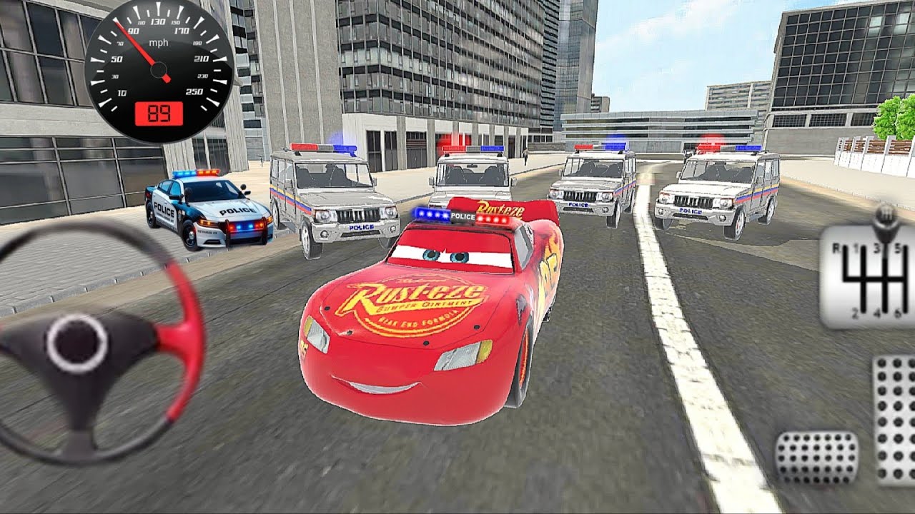 I escaped from the police in my McQueen car 🏎️💨 - car game police escape 👍🏼🚓