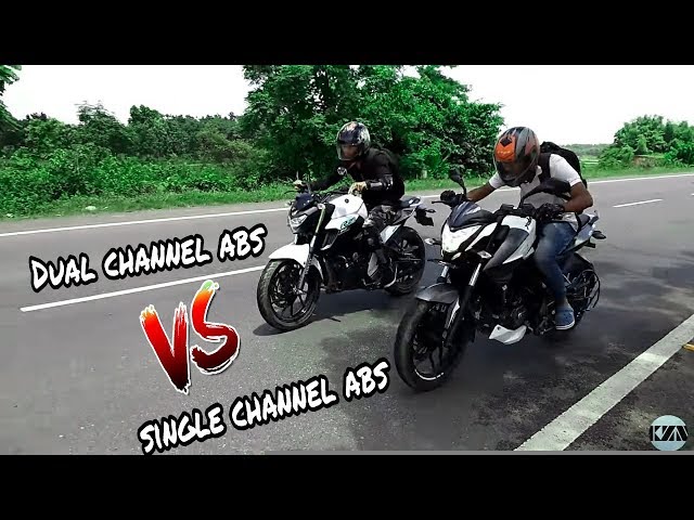 Pulsar NS 200 ABS VS Yamaha FZ 25 ABS | BRAKE TEST | Single Channel ABS VS Dual Channel ABS class=