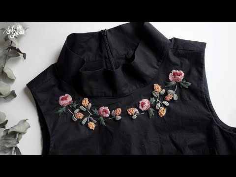 SUB CC] 정원을 가득 담은 꽃자수, 프랑스 자수 Embroidering flowers on my old <strong>blouse</strong>