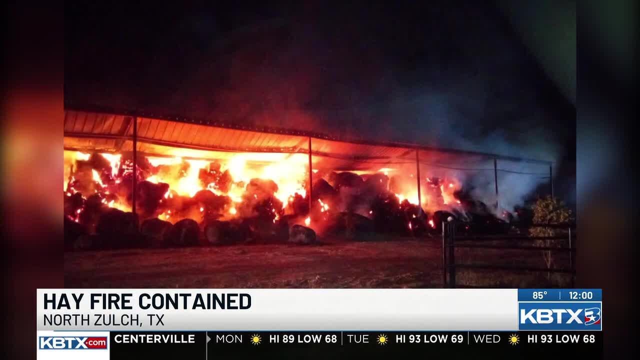 500 bales of hay catch fire near North Zulch - YouTube
