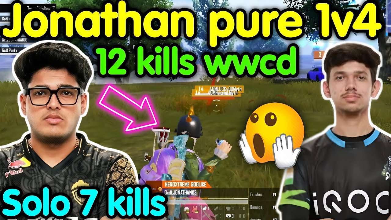Jonathan end zone pure 1v4 solo 7 kills 🔥 Godlike 12 kills chicken ...