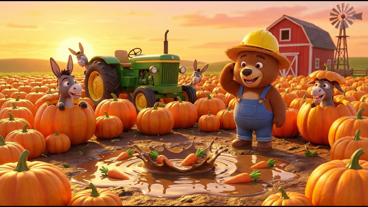 Funny Farm Animals & Red Tractor Adventure! 🚜 Donkey Rescue Mission | Cartoon for Kids