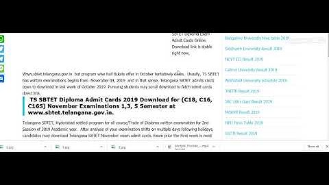 TS SBTET Diploma Admit Cards November 2019 Download for