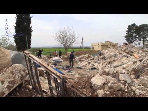 آثار التفجير الإنتحاري الذي نفذته جماعة الدولة في قرية حوار كلس يوم 7 4 2015