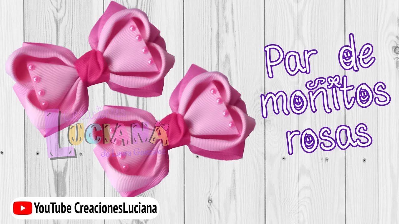 Video 329 Cómo hacer un Par moñitos rosas - YouTube