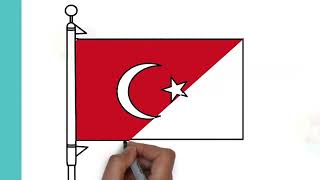 how to draw turkey flag turkey flag drawing Turkish flag