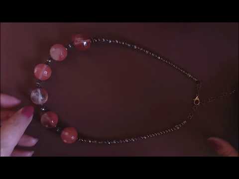 ყელსაბამი  დიდი კვარცის ქვებით „ვარდისფერი პოლიფონია\"  Pink Quartz necklace \"Pink Polyphony\"