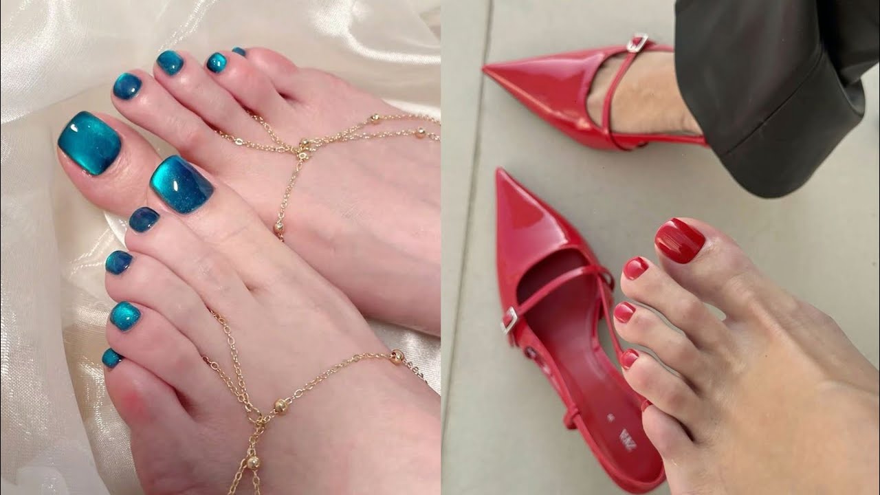Универсальная коллекция идей блестящего педикюра для ногтей на ногах // Красивые идеи гелевого по...