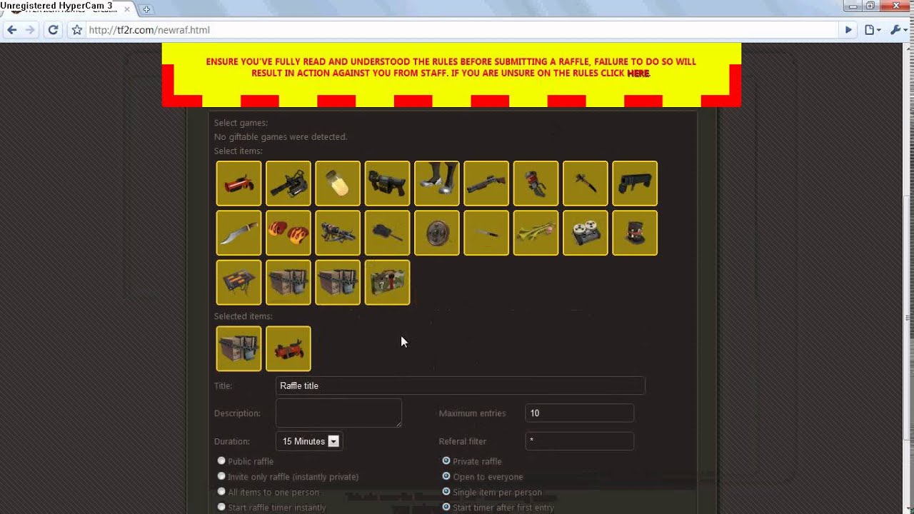 Tutorial How To Make TF2 Raffles - YouTube