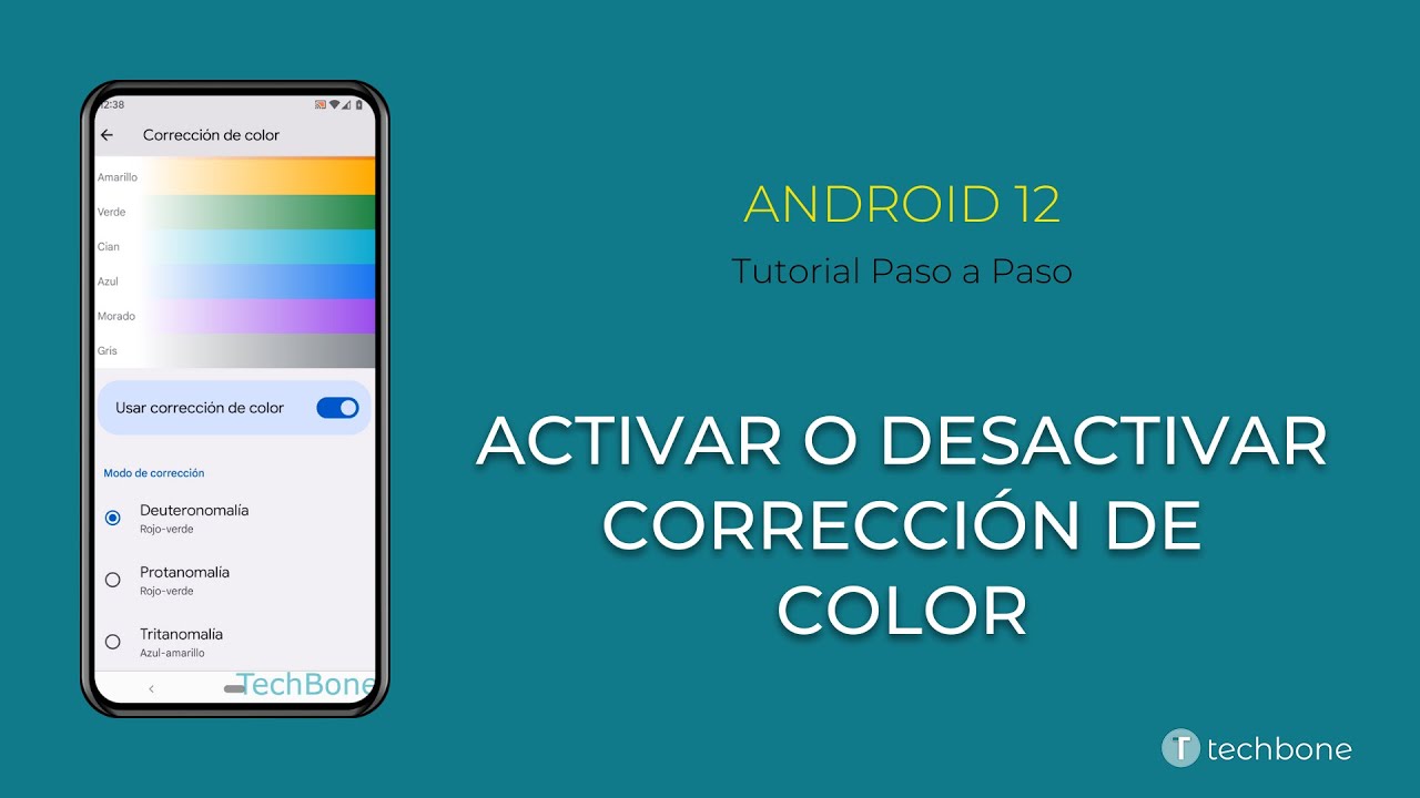 Activar o desactivar la Corrección de color [Android 12] - YouTube
