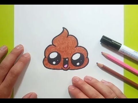 Como dibujar una caca kawaii paso a paso | How to draw a kawaii poop ...