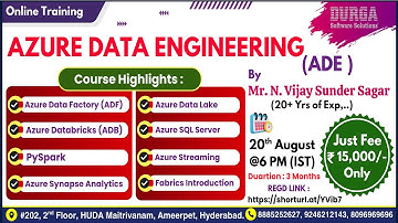 ADE (AZURE DATA ENGINEERING) Online Training @ DURGASOFT