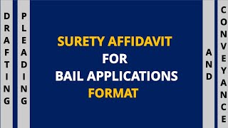 format of Surety affidavit for bail Application #drafting pleading conveyance # SR digital Education