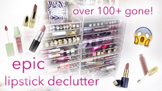 MASSIVE LIPSTICK MAKEUP DECLUTTER! *DECLUTTER WEEK* | queencarlene