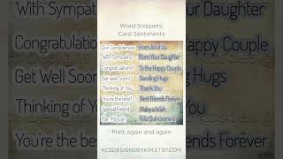 Word Snippets Card Sentiments #cardmaking #diycrafts #junkjournaling