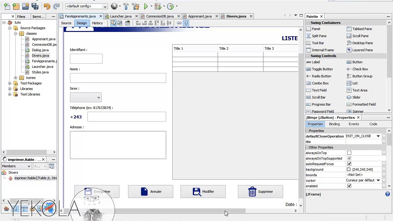 Java : bouton imprimer
