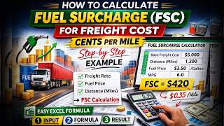 How to Calculate Fuel Surcharge (FSC) for Freight Cost in Excel, Cents per Mile Step-by-Step Example