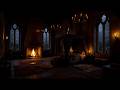 💤 Stuck Inside a Rainy Castle Night 🏰 Fireplace Crackling 🔥 Sleep Instantly