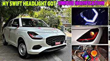 Modified New swift Headlight 2024 🔥 New Swift lxi 2024 😱 340w led , demon eye , Red Drl