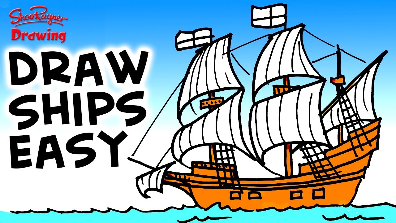 How to draw the Mayflower Easy step-by-step for Beginners - YouTube