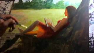 Christopher Clark - Reading Tree - time lapse video, original oil painting, fine art