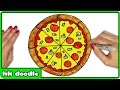 How to draw a pizza  easy step by step drawing tutorials for kids by hooplakidz doodle