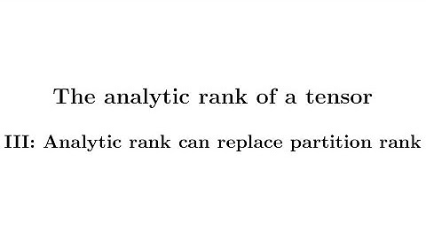 The analytic rank of a tensor III: Analytic rank can replace partition rank