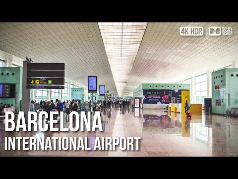 Barcelona, إسبانيا | مطار International (BCN) | المبنى 1 | جولة تفصيلية في مبنى الركاب 4K