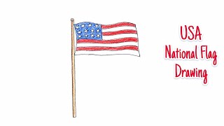How to draw USA Flag Step By Step | American National Flag Drawing