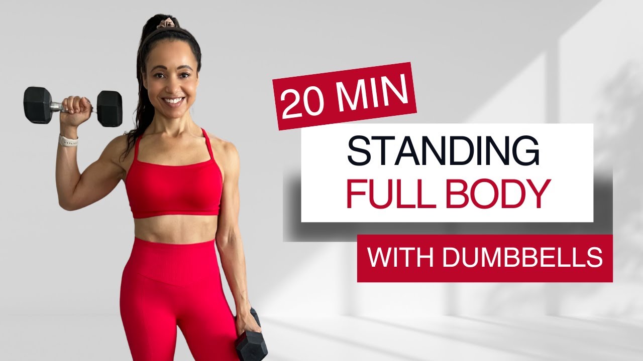 20 Minute Dumbbell Full Body & WAIST Workout | No Repeat | All Standing ...