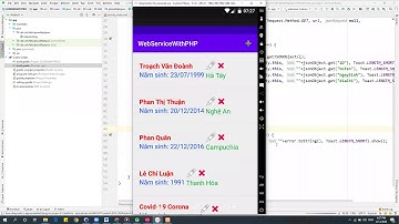 50.  Ứng dụng QLSV với thư viện Volley và csdl mysql, chức năng hiện thị danh sách và thêm mới