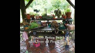 Potting Bench made from Salvaged picnic table, Primitive!