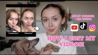 EDIT A VIDEO WITH ME!!  How I edit my split screen videos for YT Shorts, TikTok & Reels, NO DUET!!!