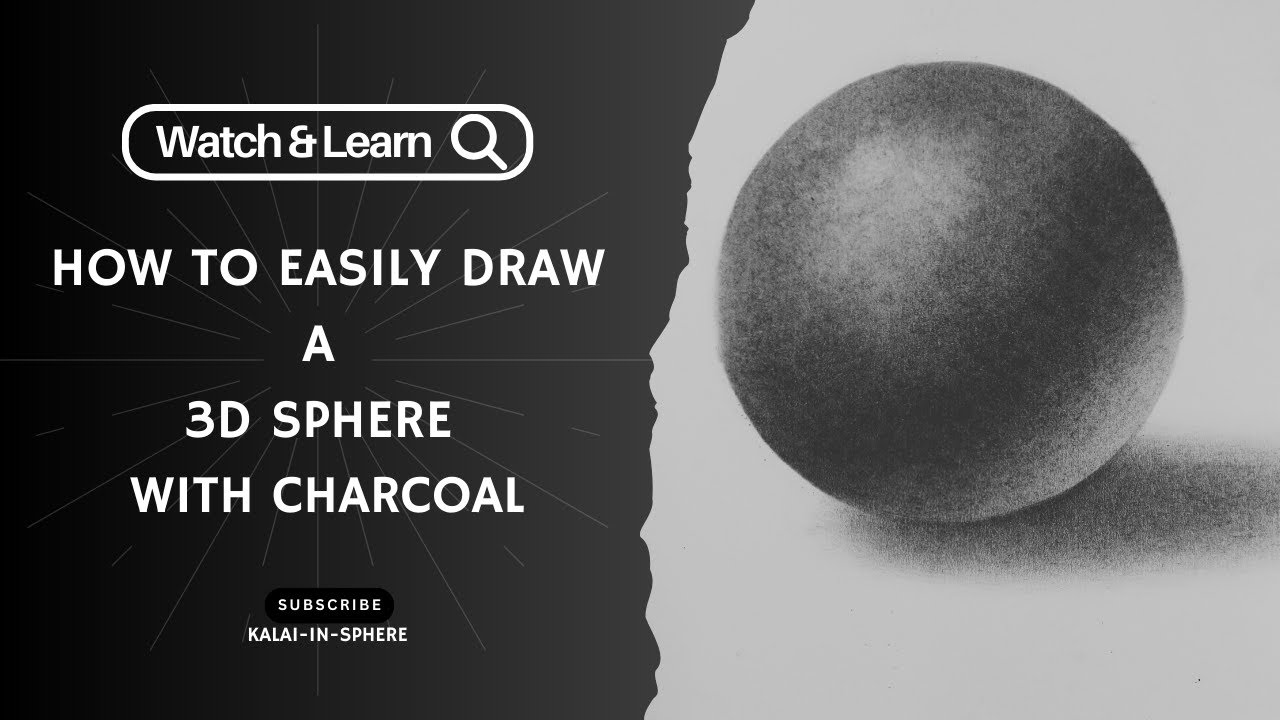 How to draw a sphere with charcoal | Easy Charcoal Drawing for ...