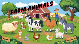 Learn Farm animals with Vocabulary! 'animals' for 'kids' educational video !for kids!