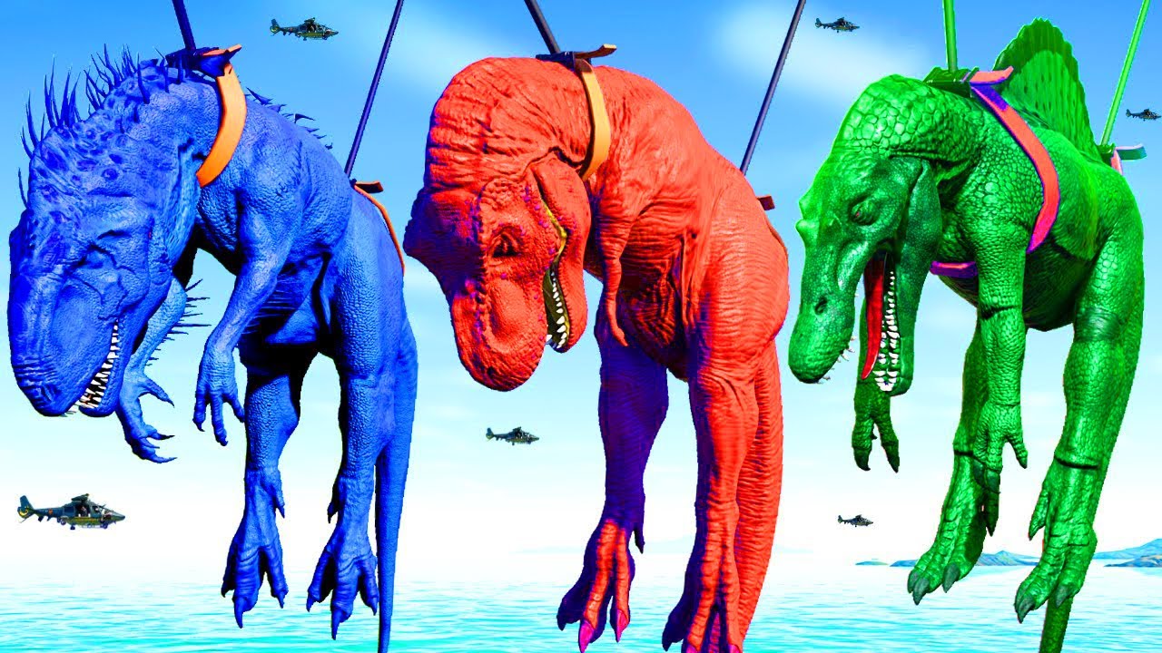 Dinosaur Spider-Man I-Rex Team vs Super Dinoheroes Color T-Rex Team in Jurassic World Evolution