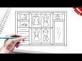 Cara Menggambar lemari pakaian besar, gaun, tas dan sepatu | Tutorial Menggambar