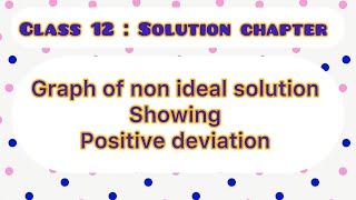 Graph of non ideal solution showing positive deviation | Solution Class 12 Chemistry