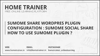 SumoMe Share WordPres Plugin Configuration : SuMome Social Share | How to Use SumoMe Plugin 