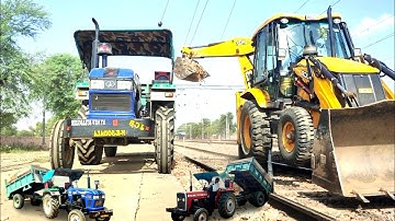 Jcb 3dx Machine Working Railway Track Remove Unwanted Material Loading Mud in Trolley Eicher 380,