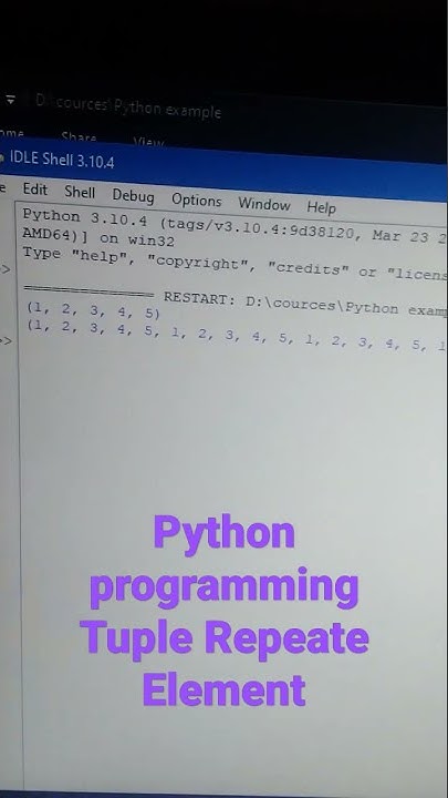 Python programming tuple repeater element code example udahran - YouTube