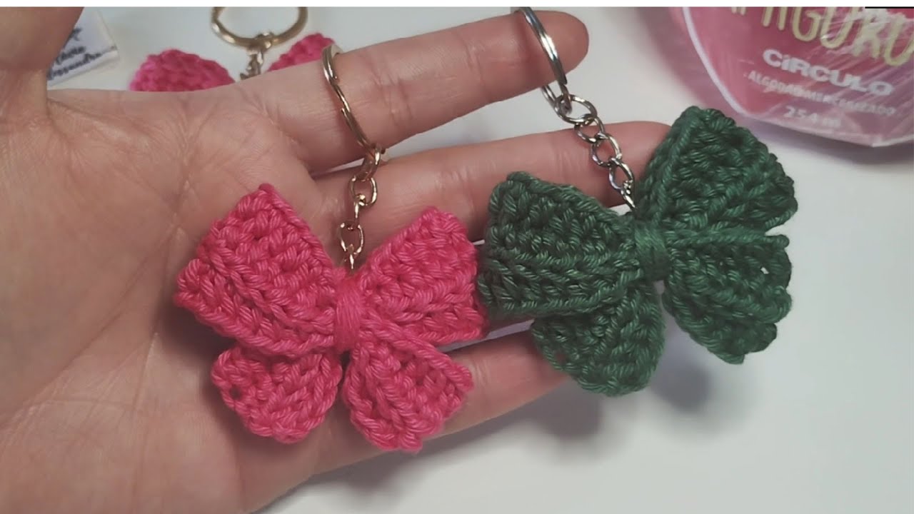 Chaveiro laço de crochê amigurumi rápido e fácil 🎀 [Passo a passo completo]