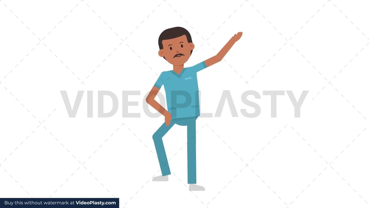 Indian Male Nurse Warmup Exercise Stock Animation