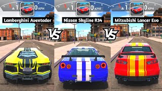 Ultimate Car Driving Simulator 2021 - Lamborghini Aventador vs Nissan Skyline vs Mitsubishi Lancer screenshot 4