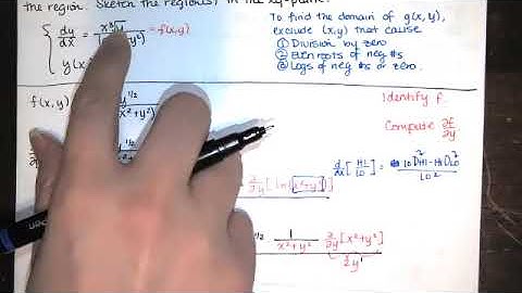 Sp. 2021 Quiz 1 Prob. 4 - Region where conditions of existence, uniqueness theorem are satisfied.