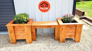Garden Planters With A Bench Seat That Anyone Can Make!! Planter Box Garden Ideas!