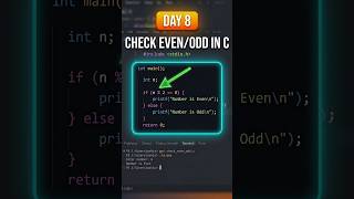 Day 8 🔥 Check Even or Odd Number in C #cprogramming